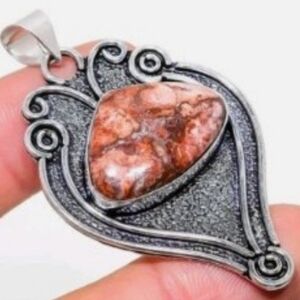 Crazy Lace Agate Gemstone 925 Sterling Silver Handmade Pendant Necklace